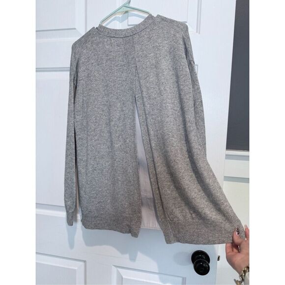 Sandro Paris Cashmere Blend Lightweight Gray Girl Split Back Button Cardigan M - Picture 16 of 16